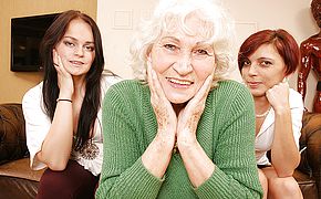 Three old and young lesbians have great <b>sex</b>