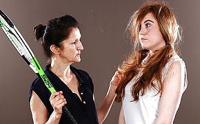 Hot <b>babe</b> must listen to her lesbian tennis teacher