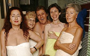 Ever take a peek in an all female <b>mature</b> sauna