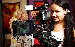 Three horny <b>old and young</b> lesbians making a movie