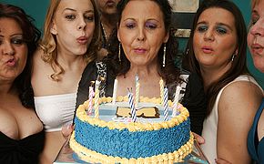 its an old and young <b>lesbian</b> birthday party